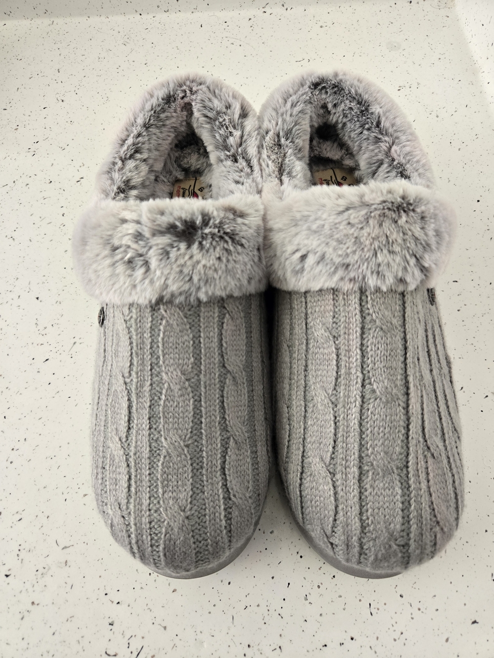 Skechers BOBS Memory Foam Faux Fur Grey - Picture 2 of 6
